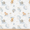 Algodón estampado DORMEUR60 Blanco / Azul